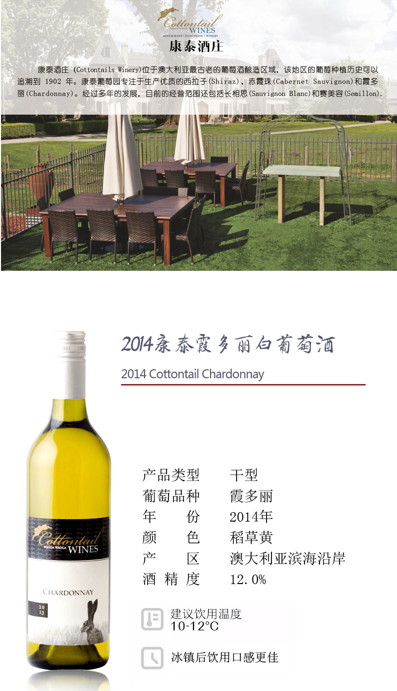 2014康泰霞多丽白葡萄酒
