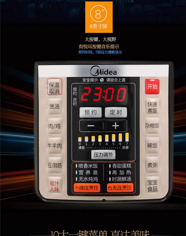 美的/MIDEA电压力锅一锅双胆电压力煲5L容量智能预约高压锅压力煲 PCS5036P