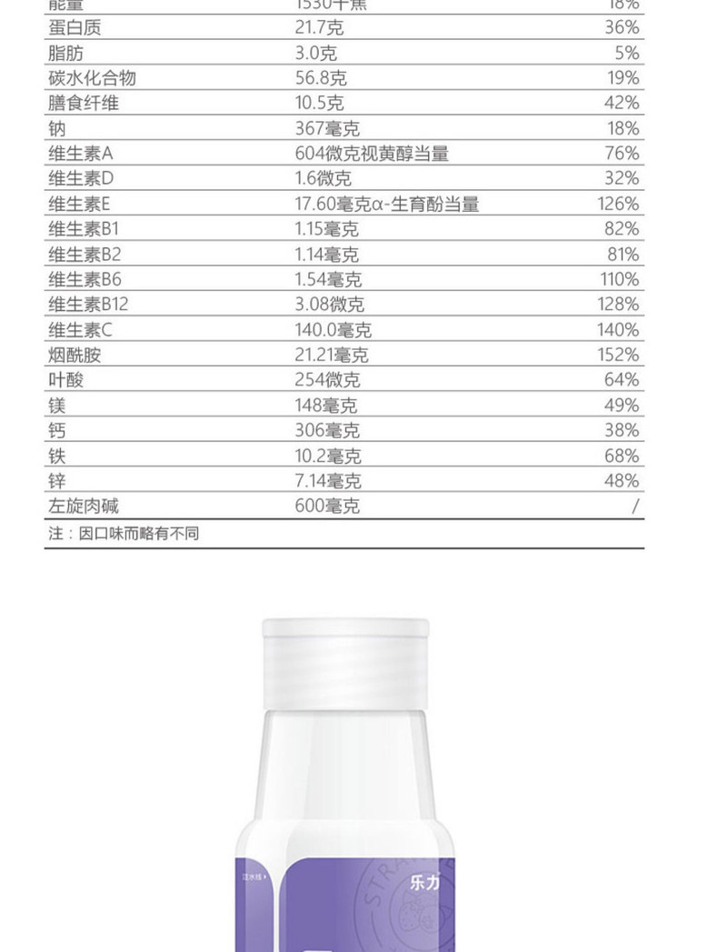 乐力代餐粉膳食果蔬魔芋纤维代餐粉杂粮饱腹奶昔SPYBZ000144