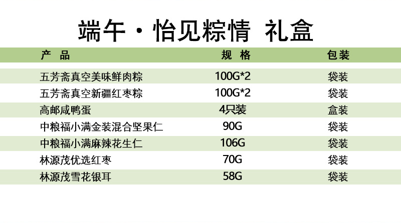 福小满 怡见粽情礼盒 2KG 粽子咸鸭蛋银耳红枣 坚果干果干货组合端午节大礼包