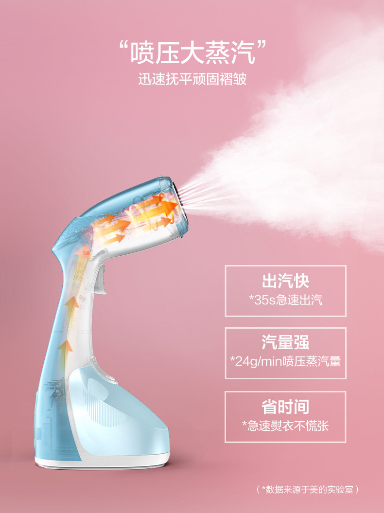 美的/Midea 蒸汽挂烫机便携熨斗手持挂烫机电熨斗熨衣机熨衣服熨衣刷YBD14E1