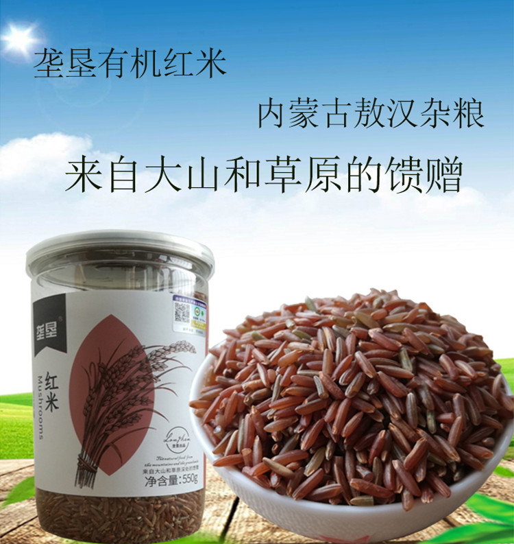 垄垦 550g内蒙有机红米粮食一季稻新鲜五谷杂粮粗粮糙米胚芽米包邮