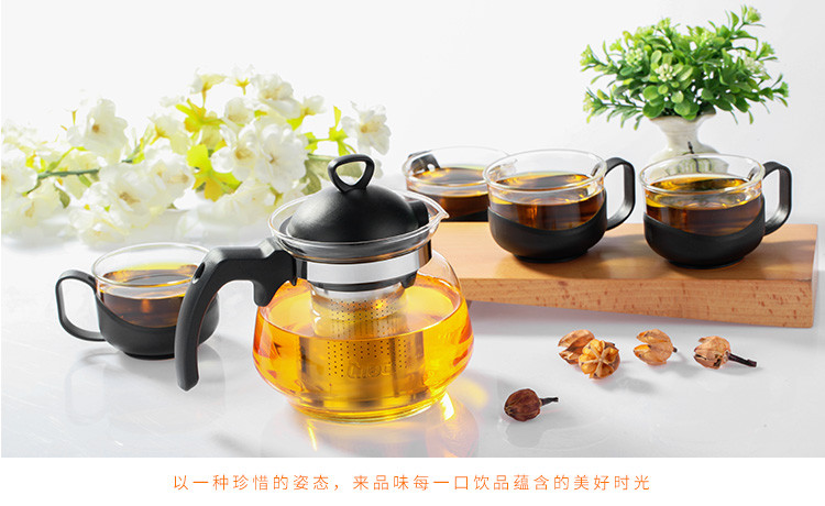 紫丁香耐热玻璃茶壶家用茶具套装大小号花茶壶茶水杯泡茶壶冲茶器