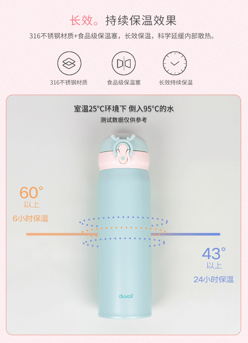 Duvall男女士保温杯定制刻字便携316不锈钢时尚新款儿童可爱水杯