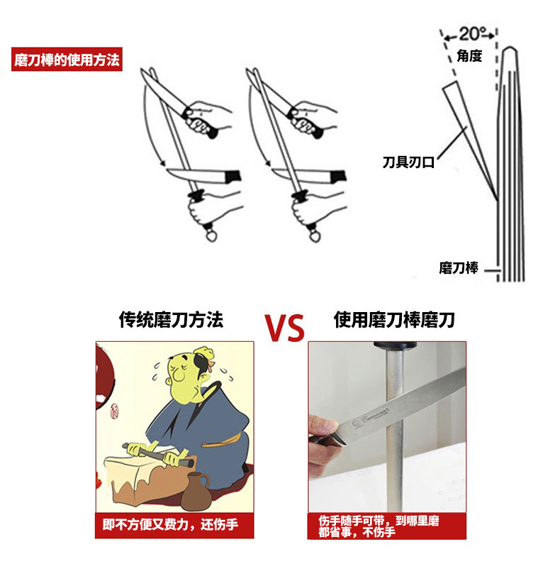 张小泉凤凰归来磨刀棒S80280600 200mm专业便携家用磨刀器