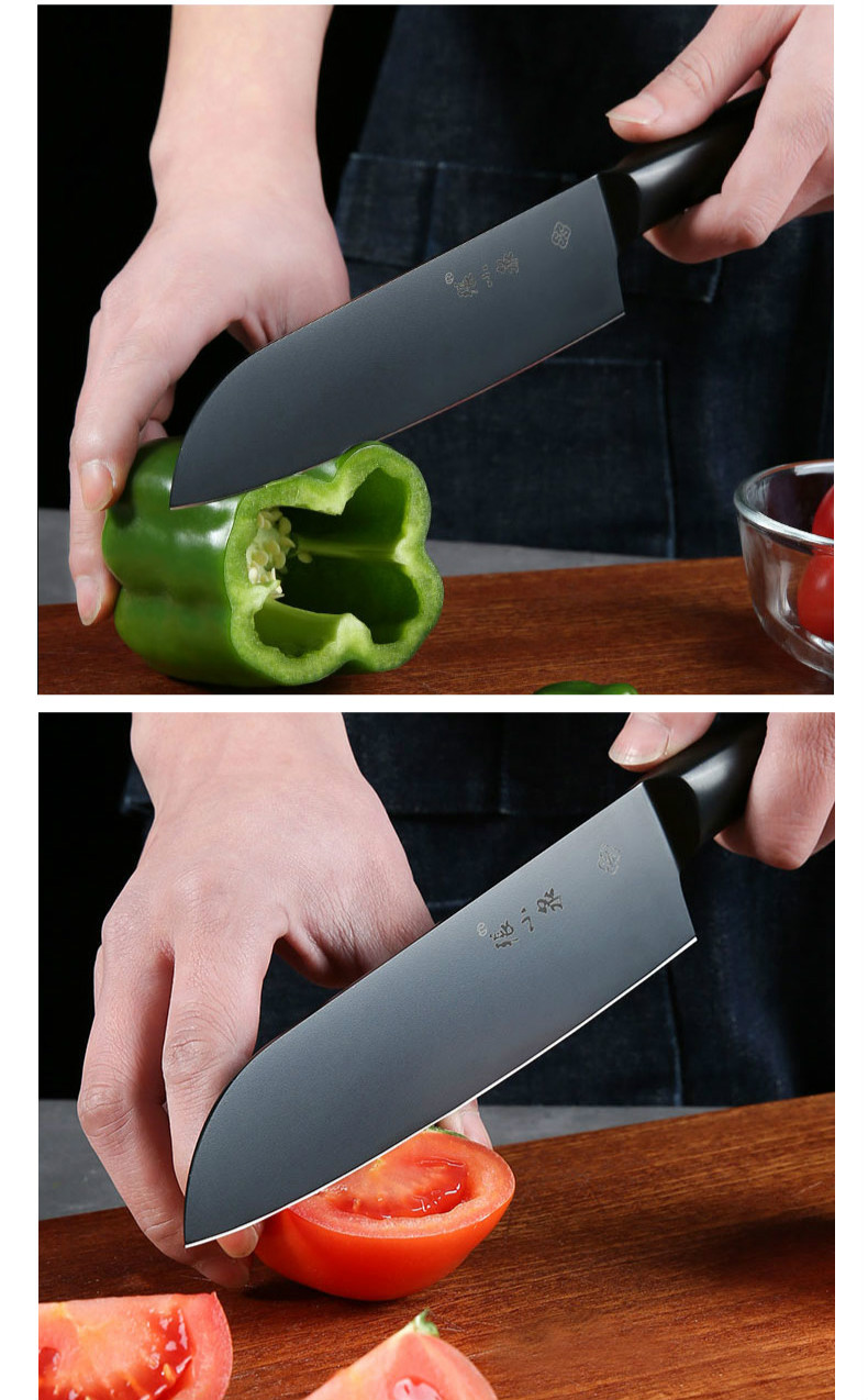 张小泉菜刀家用厨房刀具切片刀不锈钢家用切菜刀女士刀具墨系列