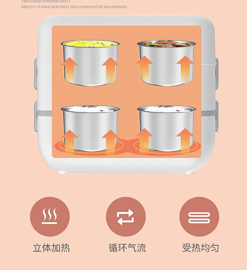  便当电热加热保温饭盒可插电便携带饭神器菜蒸煮保温桶上班族饭煲