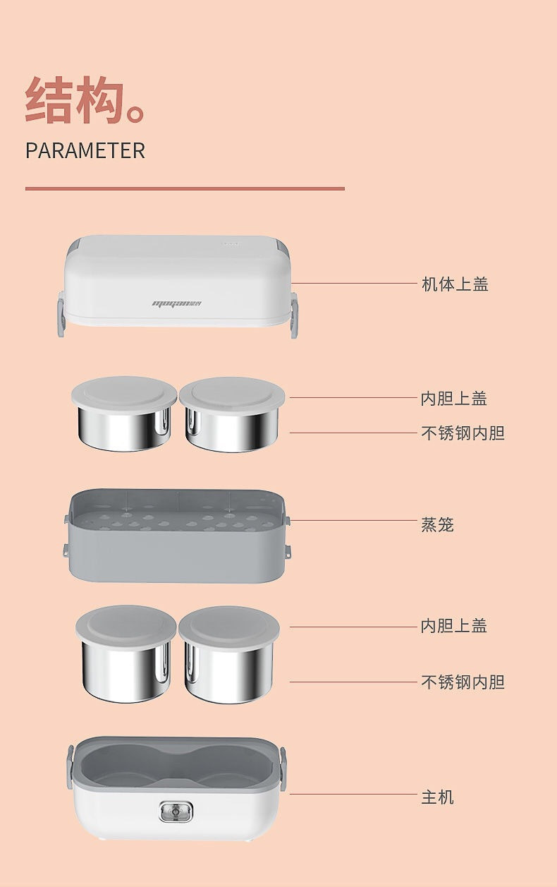  便当电热加热保温饭盒可插电便携带饭神器菜蒸煮保温桶上班族饭煲