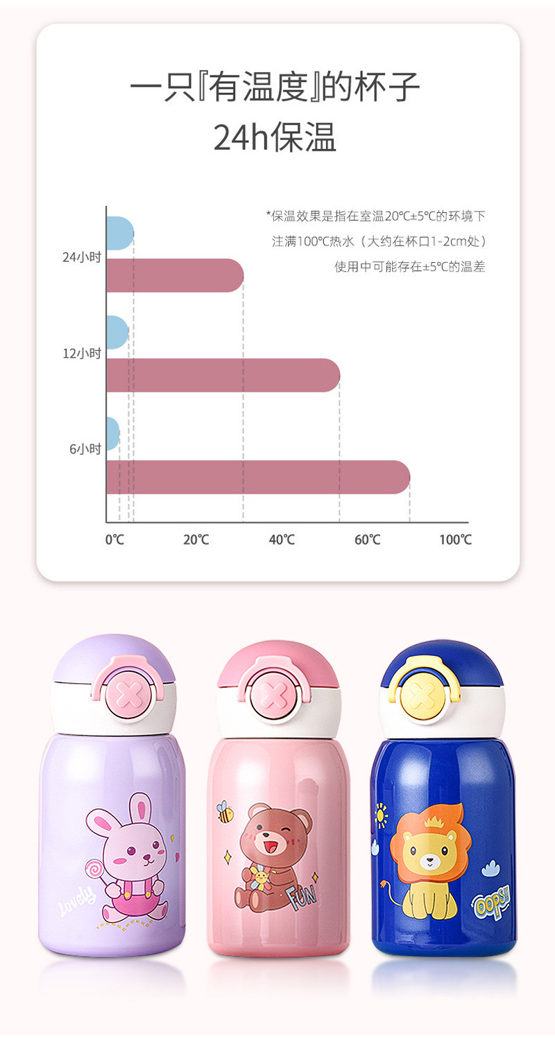 2022儿童316不锈钢儿童保温杯卡通便携可爱吸管式斜跨杯学生水杯