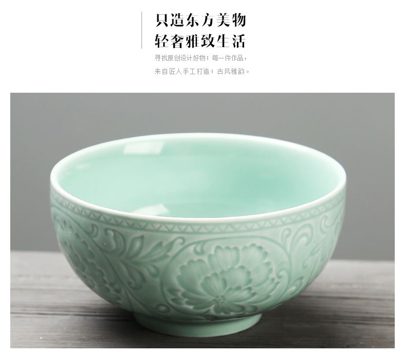 苏氏陶瓷（SUSHI CERAMICS）花开富贵釉中彩米饭汤碗6件套装餐具