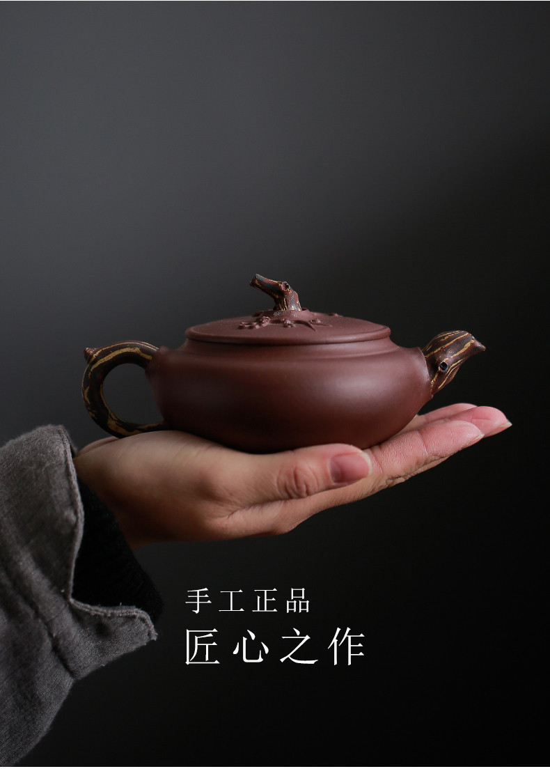 佳美（FJJIAMEI） 宜兴紫砂壶原矿紫泥紫砂壶工艺美术师纯手工古树紫砂泡茶壶200ml