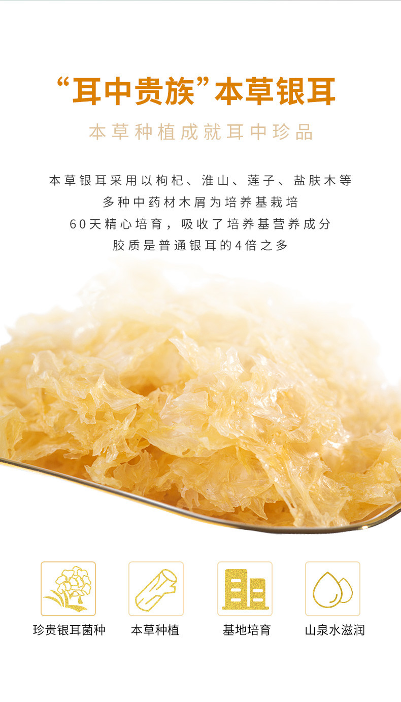 【邮乐自营】鲜山叔 本草有机银耳80g/1罐 【送小金勺】