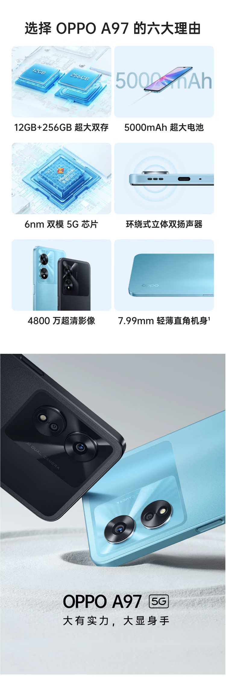 【邮乐自营】OPPO A9712GB+256GB 深海蓝 双模5G 天玑810 5000mAh大电池