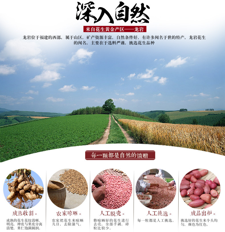 买4送1同款 远山农业 红衣花生米500g 煮粥材料五谷杂粮福建龙岩农家红皮花生