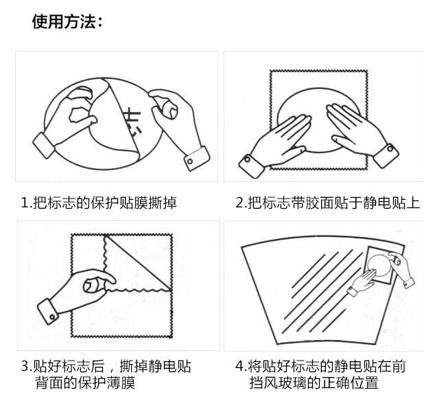 佩特拉 汽车静电贴年检贴静电膜玻璃车检保险年审前档标志车贴宝静电贴【一包三片】