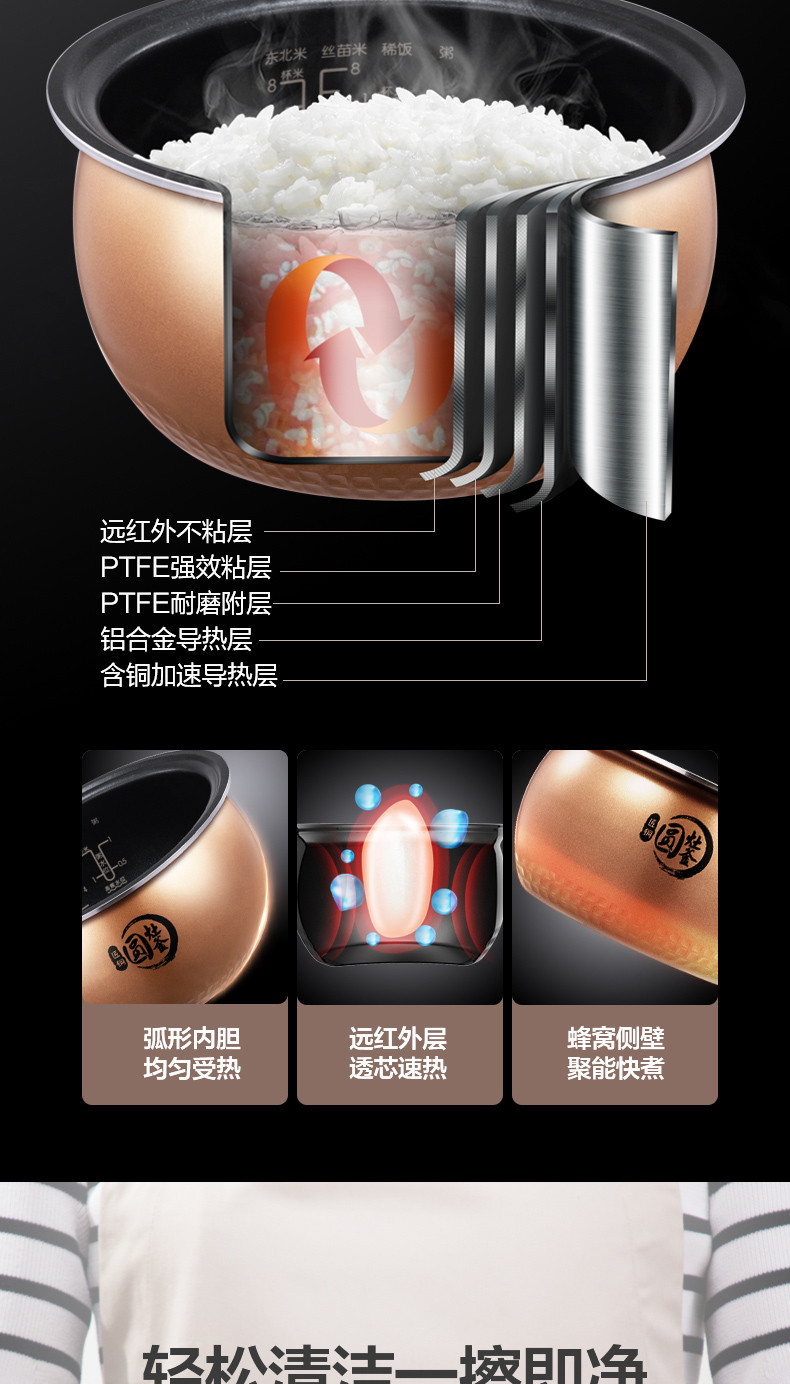 美的 MB-WFS4029电饭煲锅4L家用多功能迷你智能全自动3-4-6