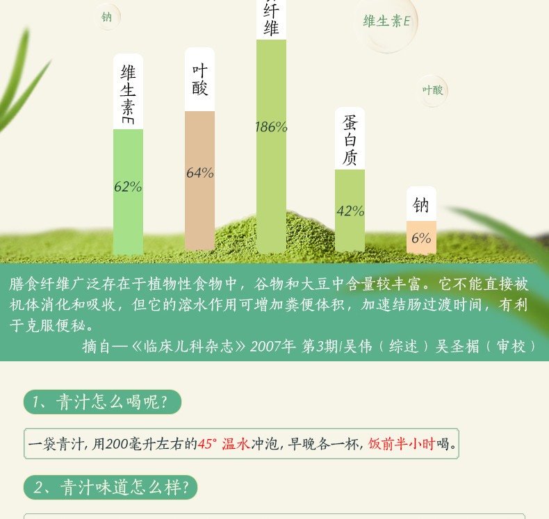 老金磨方 大麦若叶青汁45g 小份装青汁代餐粉清汁粉搭豆浆酵素正品