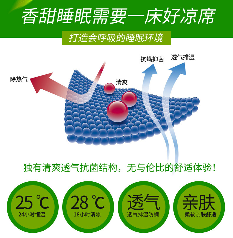 果芙 冰丝凉席 席子凉席 席子三件套  凉席三件套 冰丝席子 凉席【积分兑换】