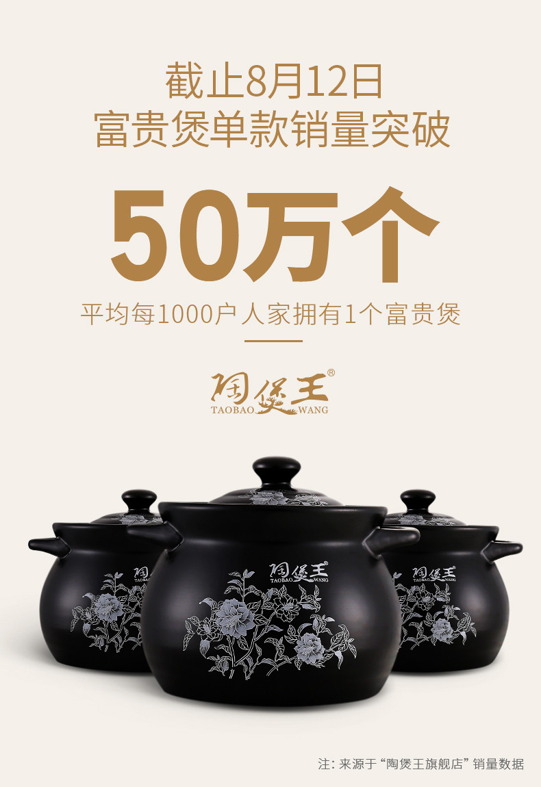 陶煲王 砂锅炖锅家用陶瓷煲3.4L