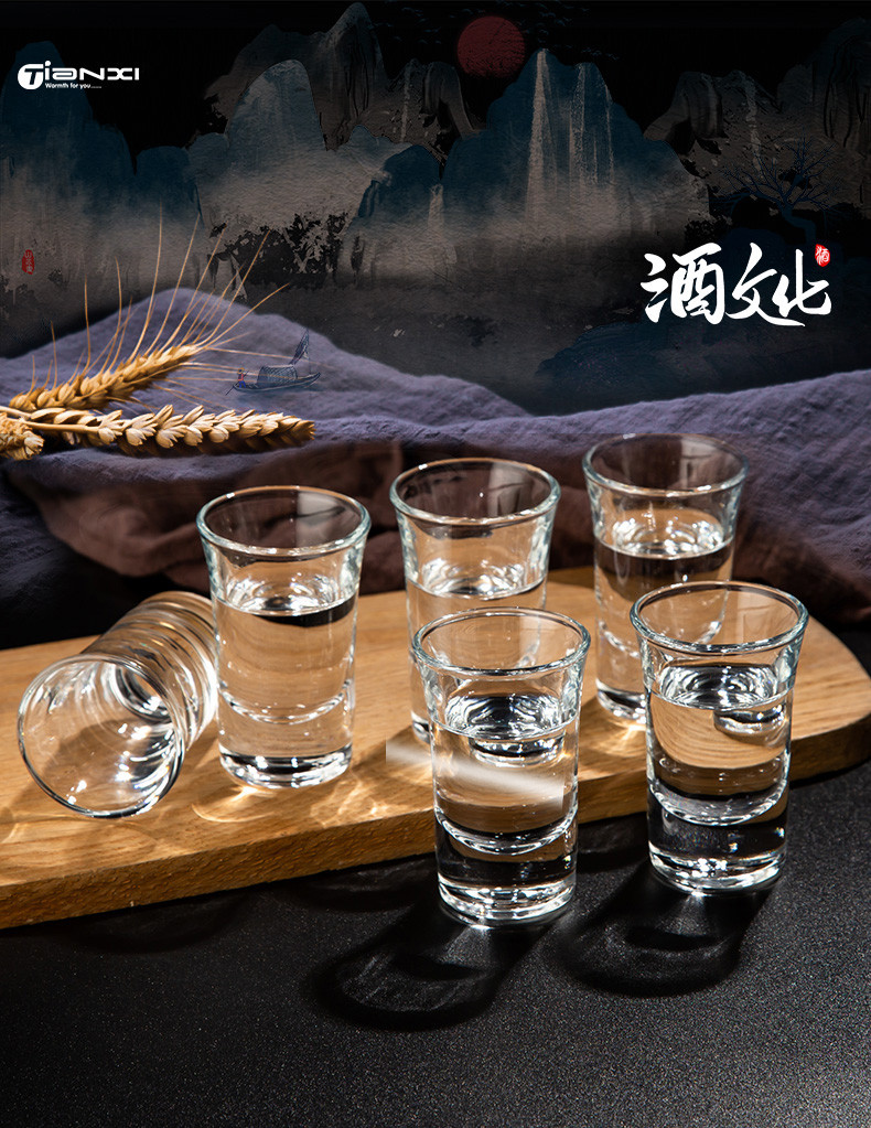 天喜/TIANXI 白酒杯玻璃小烈酒一口杯酒杯分酒器套装