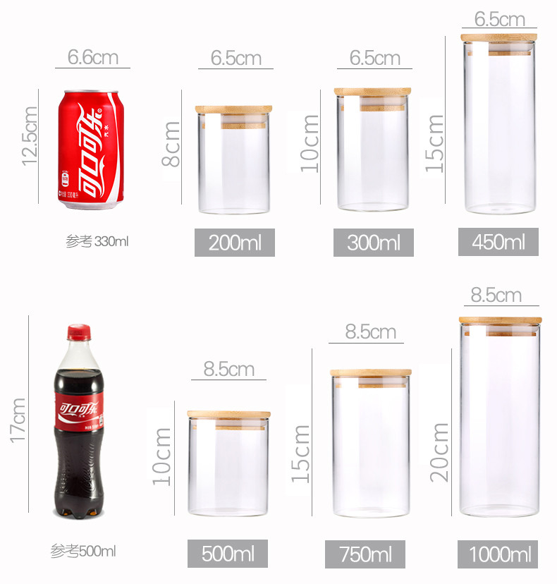 青苹果 家用玻璃瓶带盖收纳密封罐食品级储存罐3个1000mlGPG8520