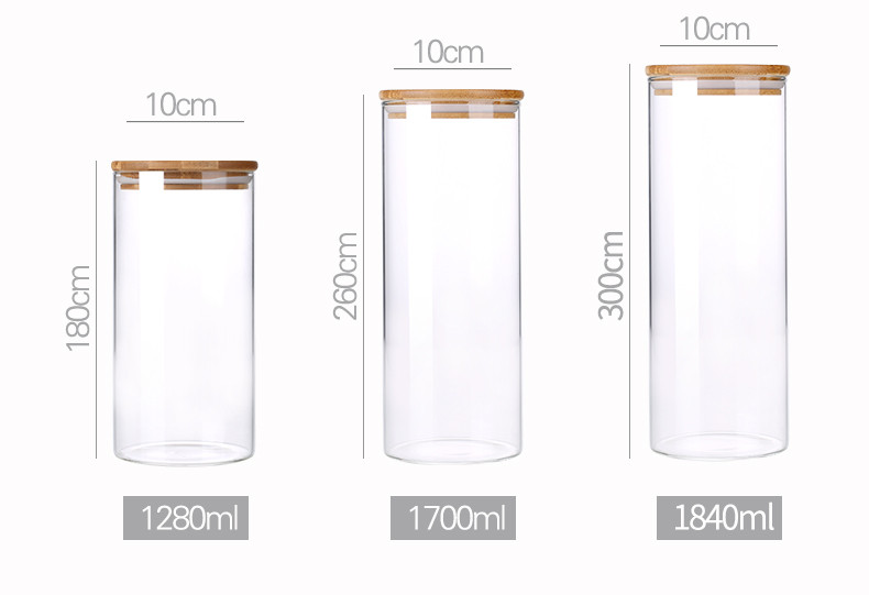 青苹果 家用玻璃瓶带盖收纳密封罐食品级储存罐3个1000mlGPG8520