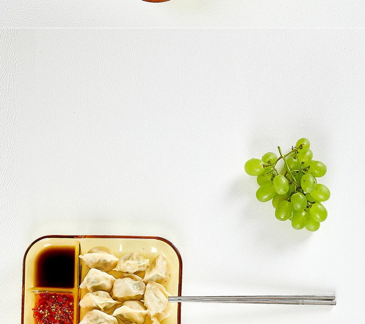 青苹果  琥珀色玻璃分格餐盘饺子盘带醋碟家用水饺盘早餐分餐盘