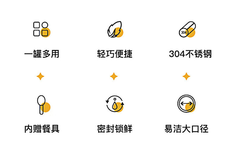 德铂/Debo 露比304不锈钢饭盒汤罐便携打包便当盒白色DEP-DS379