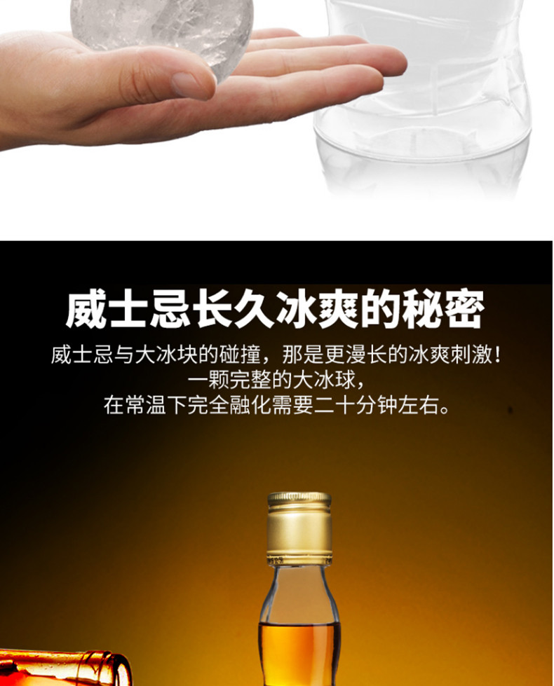 美之扣 圆球形冰格威士忌调酒冰球模具大号冰块速冻器带盖硅胶制冰盒单个装bq2