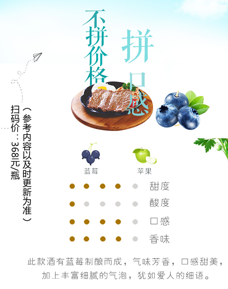 整箱六瓶  littletangluo蓝莓酒起泡酒粉色公主气泡酒 美味果酒