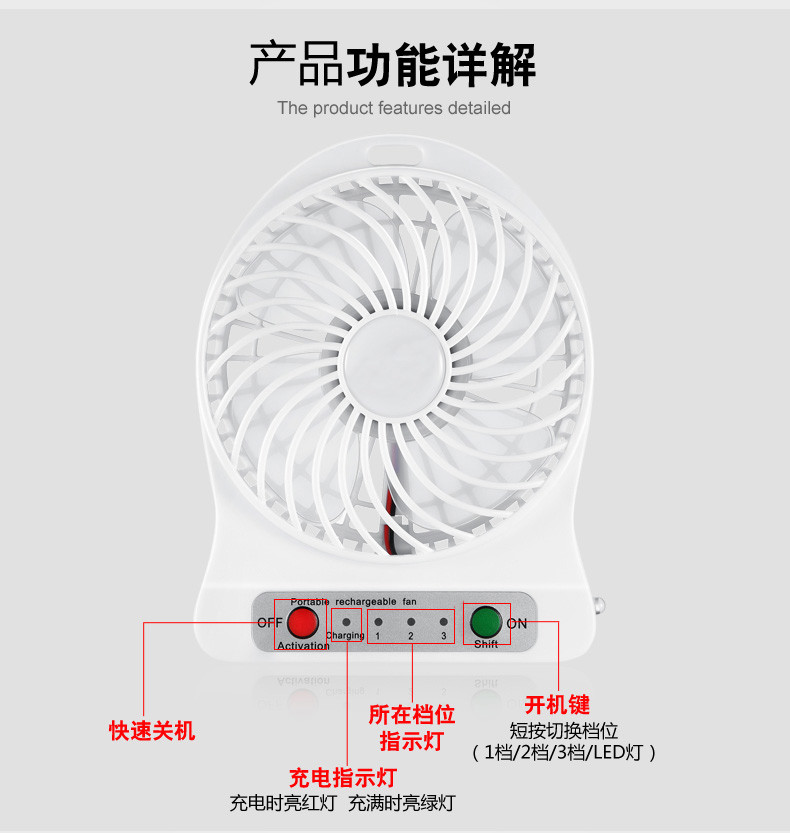 亨酷 USB风扇迷你小电风扇便携电扇 学生手持台式随身小风扇