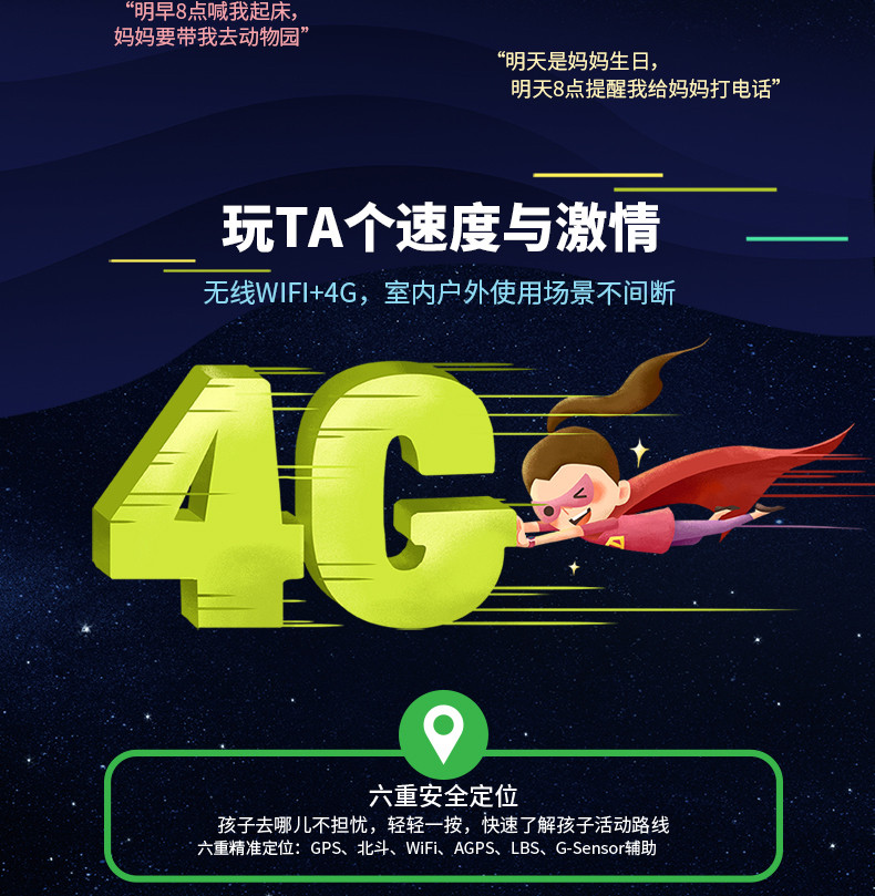 科大讯飞/iFLYTEK 儿童手表 移动4G双向高清语音通话GPS六重定位智能手表 TYW4+