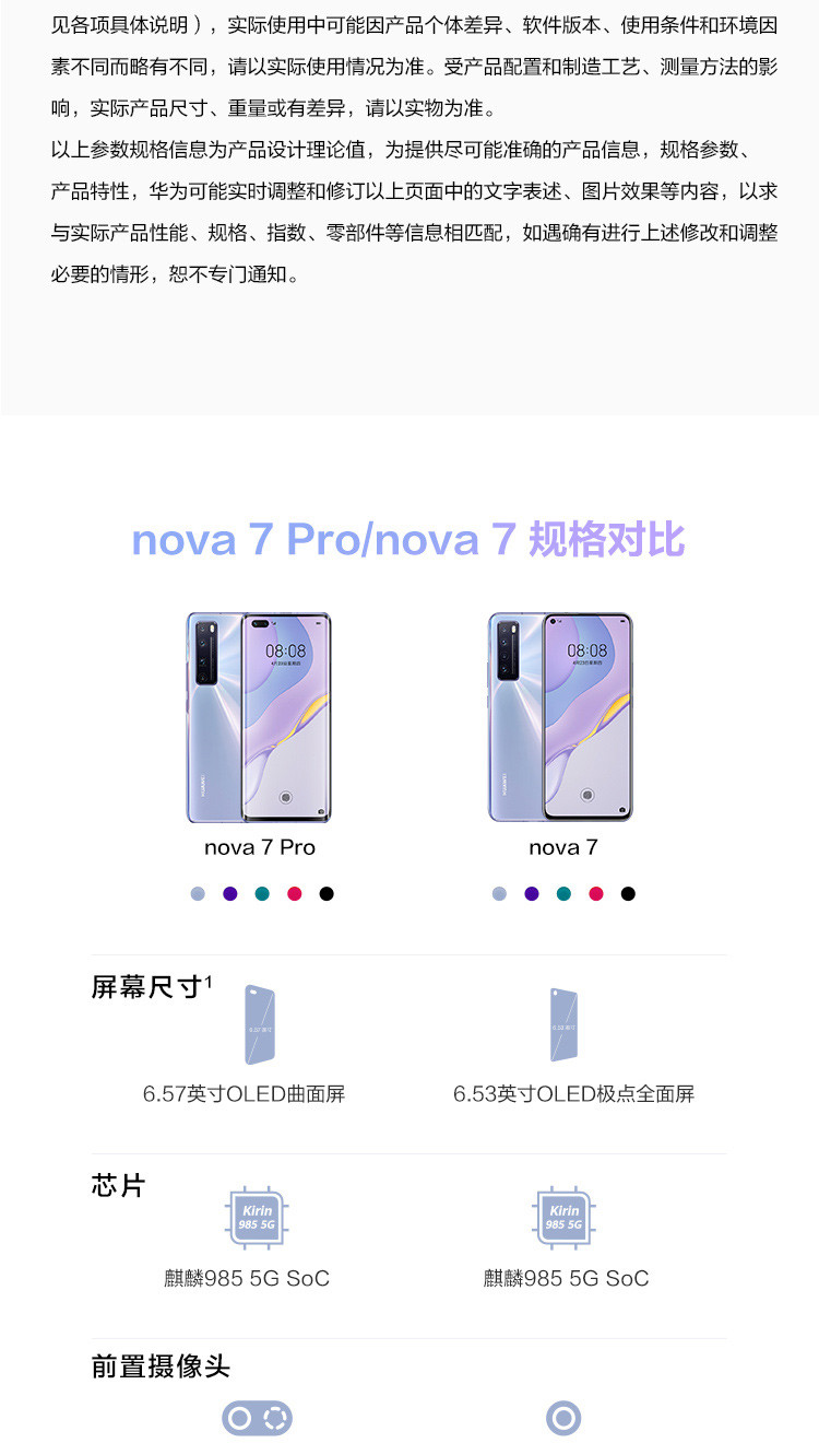 华为/HUAWEI nova7 5G 新品6400万后置四摄 SoC芯片 极点全面屏 全网通5G手机