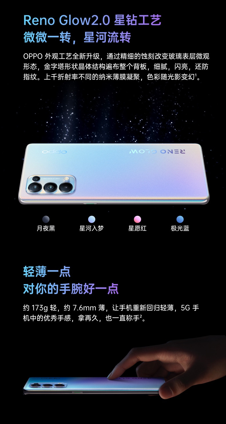 OPPO Reno5 Pro 5G手机 65W超级闪充 全网通8GB+128GB