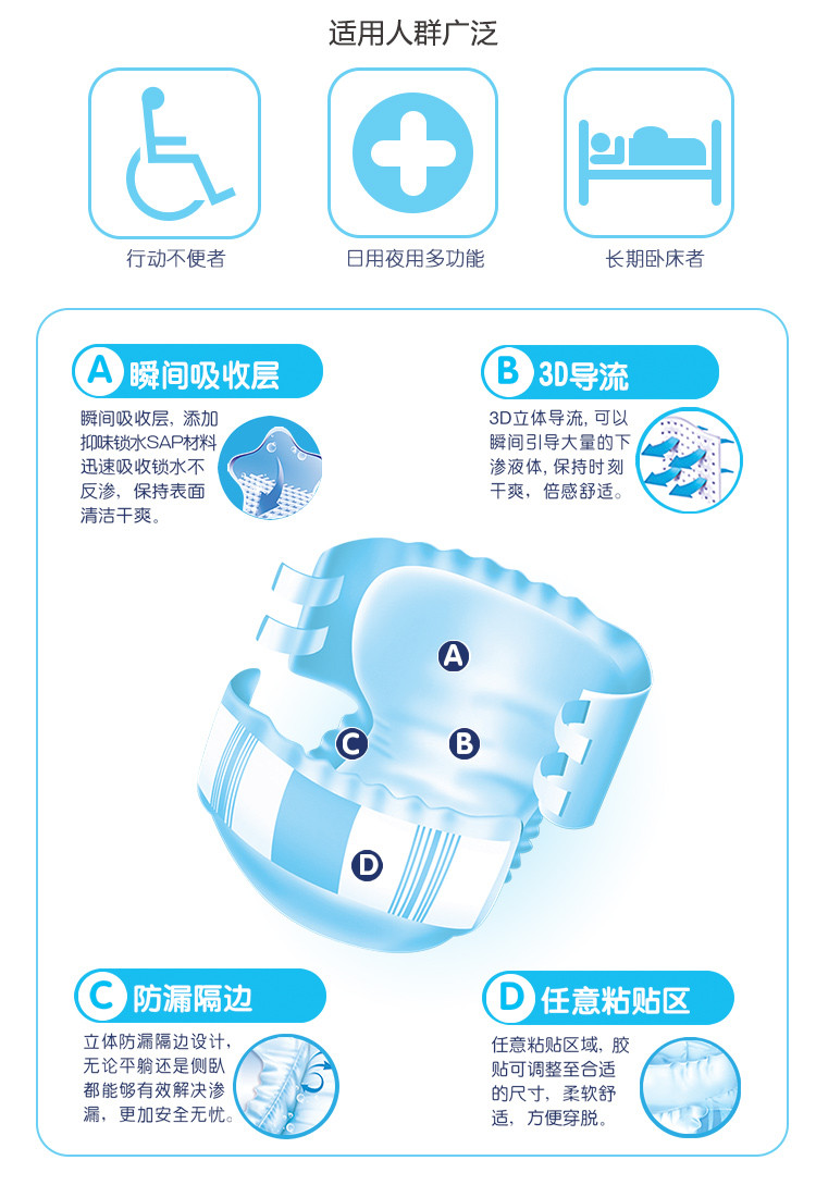 好加宜  成人纸尿裤L号10片装80CM*68CM