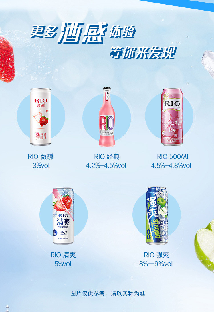 RIO锐澳清爽5口味330ml*8罐鸡尾酒气泡酒果酒低度酒