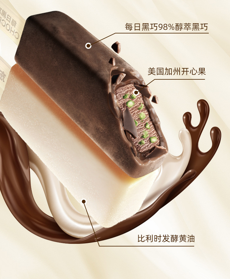 【领券立减39元】每日黑巧x东北大板雪糕联名款5支黑巧克力厚乳撞味冰淇淋冷饮冰棒