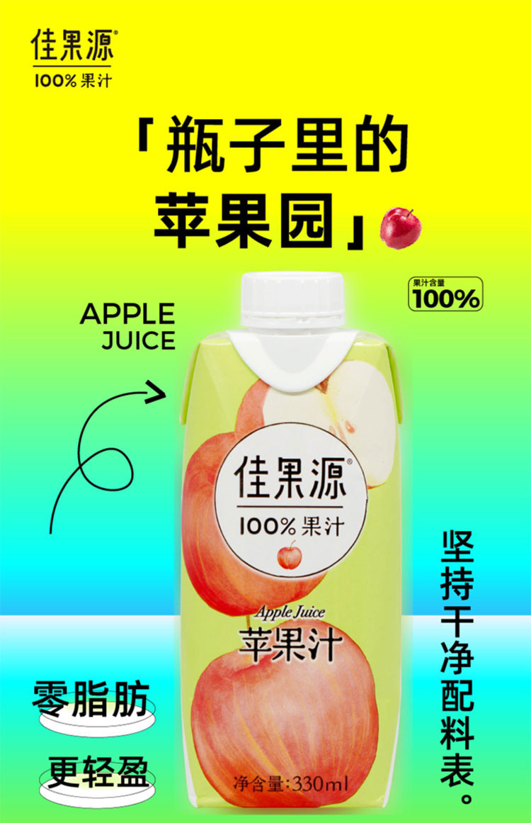 佳果源 苹果汁330ml*12瓶
