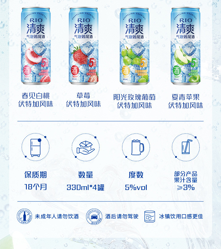 锐澳 RIO清爽鸡尾酒330ml*4罐 口味随机发货