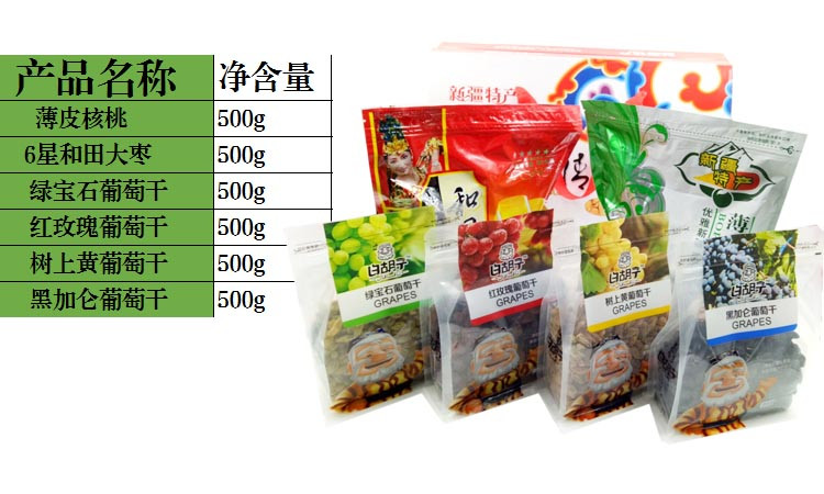 【原产地直邮】新疆特产吐鲁番葡萄干年货零食大礼包坚果礼盒新疆3剑客（6斤装）