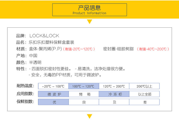 乐扣乐扣/LOCK&amp;LOCK塑料保鲜盒套装乐扣大容量礼盒冰箱收纳盒微波炉饭盒HPL818S003