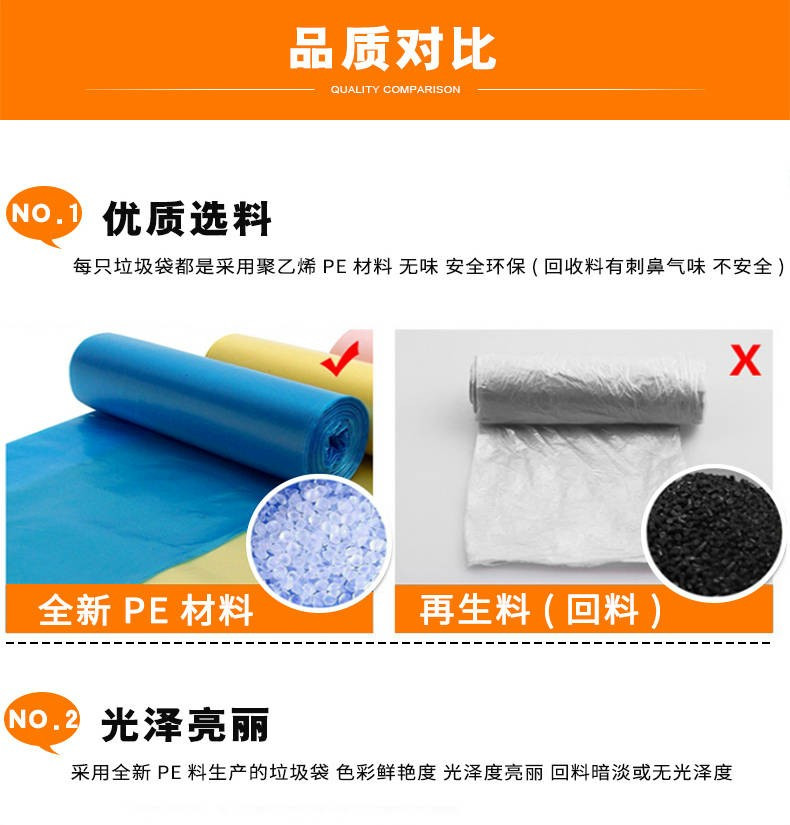 100只装垃圾袋家用加厚一次性宿舍黑色彩色点断式垃圾塑料袋45*50