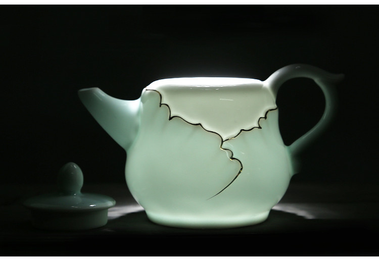 苏氏陶瓷 茶具套装忆荷陶瓷手绘描金茶杯子带礼盒 J0016