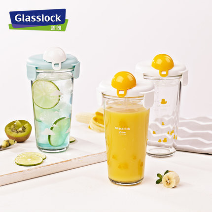 GlassLock加厚玻璃水杯带刻度便携杯摇摇杯女学生韩国可爱牛奶杯450ML-450ML