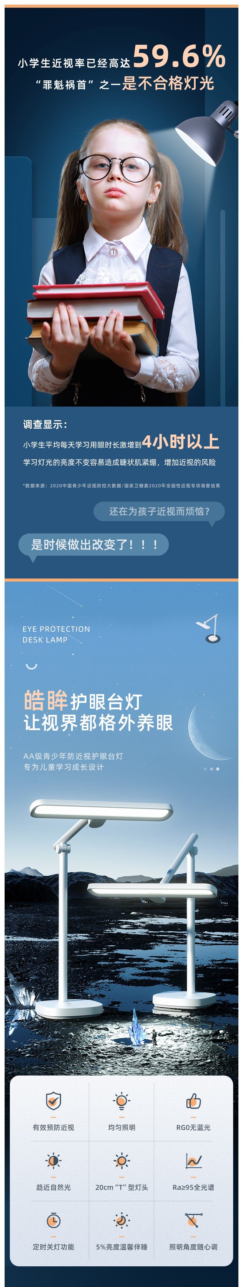 得力/deli LED台灯LF203 AA级青少年防近视台灯