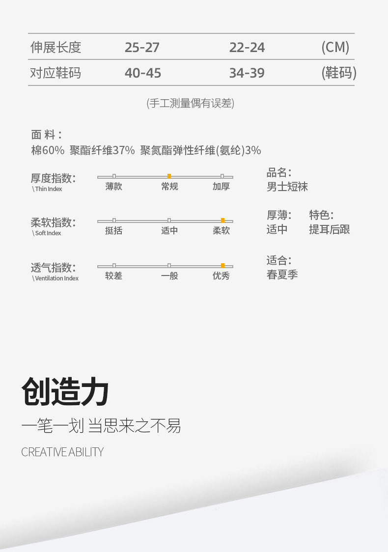 行科  短袜男提耳棉防臭吸汗短筒棉袜子春夏运动男士 五双