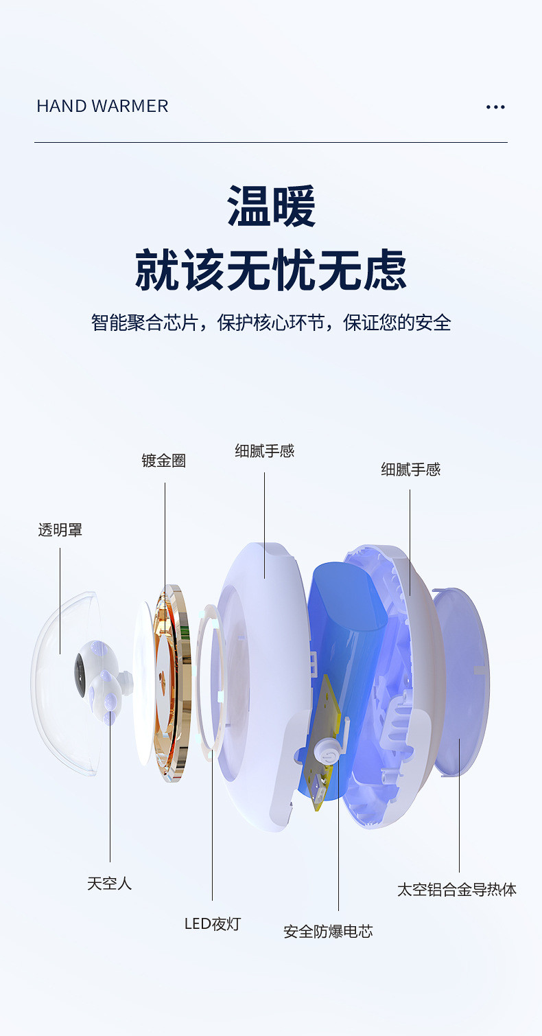 行科  usb太空人暖手宝充电宝二合一充电便携式暖宝宝暖手器