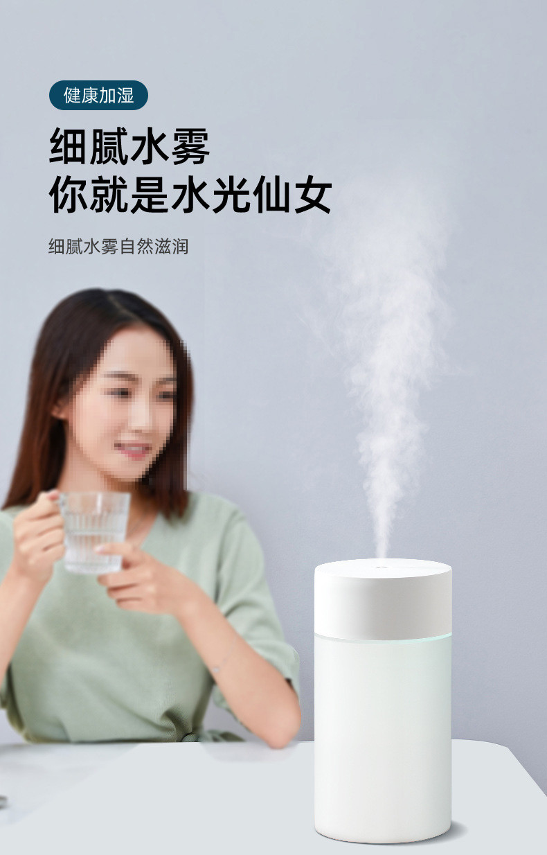 行科  简约桌面加湿器usb喷雾夜灯加湿卧室家用迷你260ml