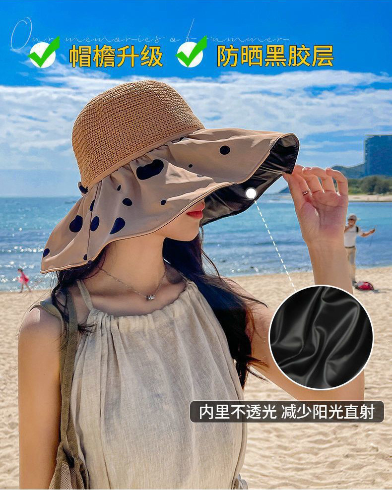 行科 防晒遮阳帽子女黑胶夏季时尚防紫外线防晒帽