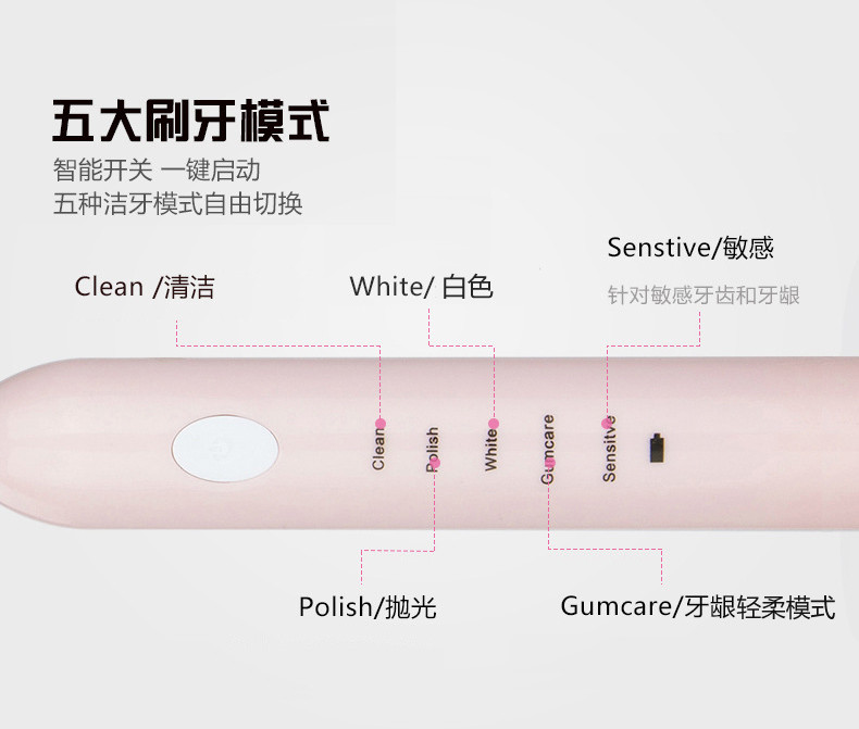 行科 USB充电式成人家用防水软毛牙刷